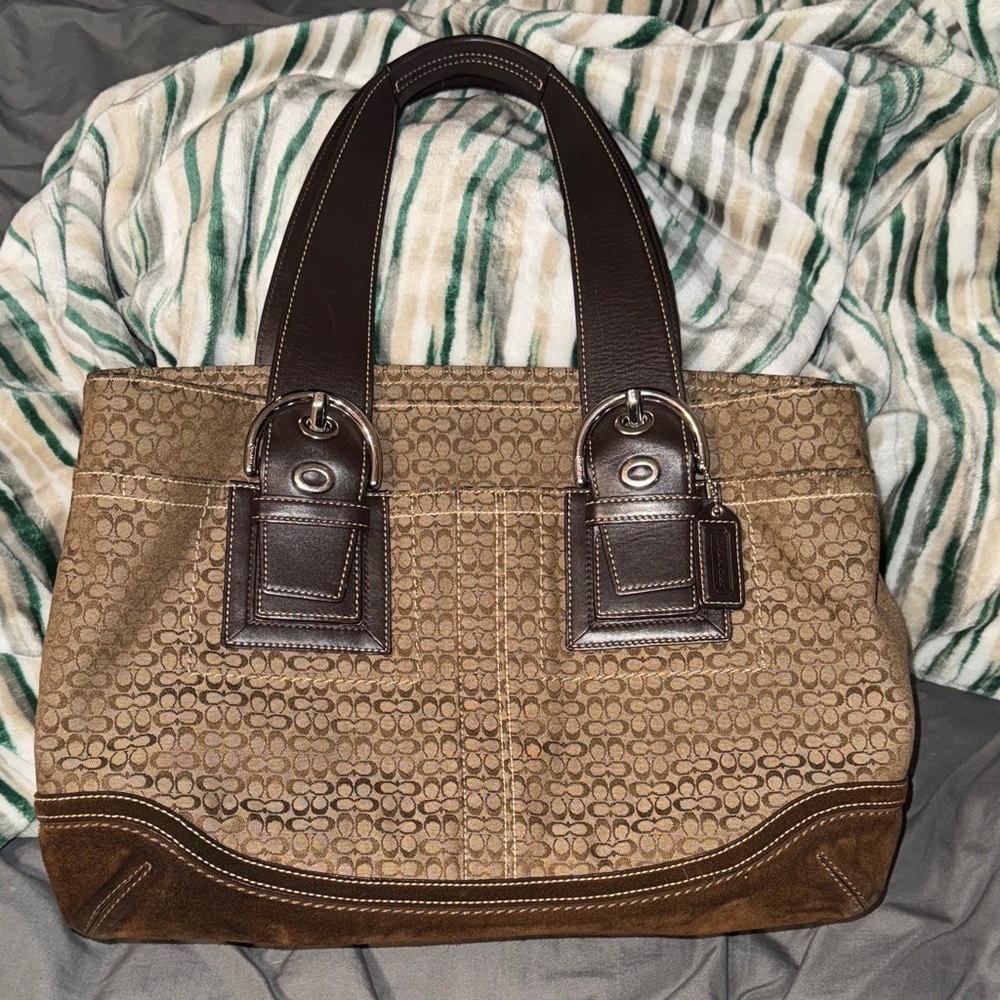 Coach F10927 Mini Signature Soho Tote Bag Shoulder Bag Brown Used